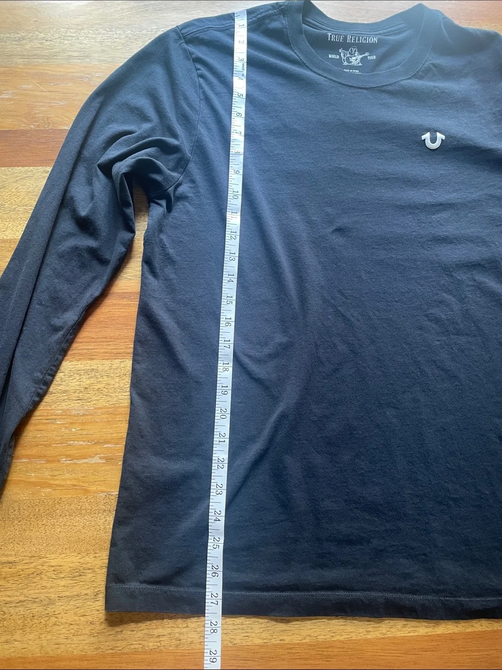 True Religion Black Long Sleeve Logo Crewneck Tee